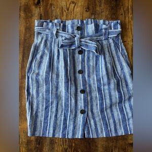 Blue Striped 95% linen skirt